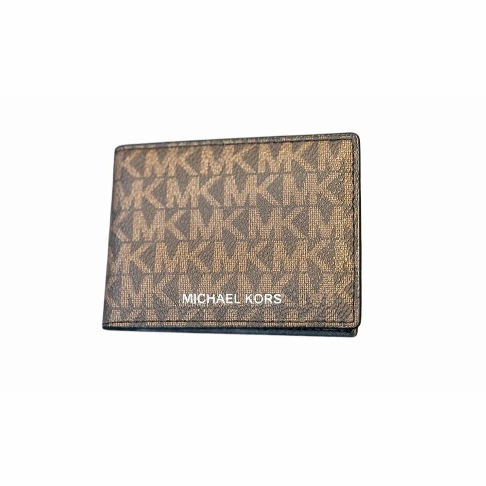 Michael Kors Cooper Men's Bifold Wallet Brown Logo w/ Removable Passcase